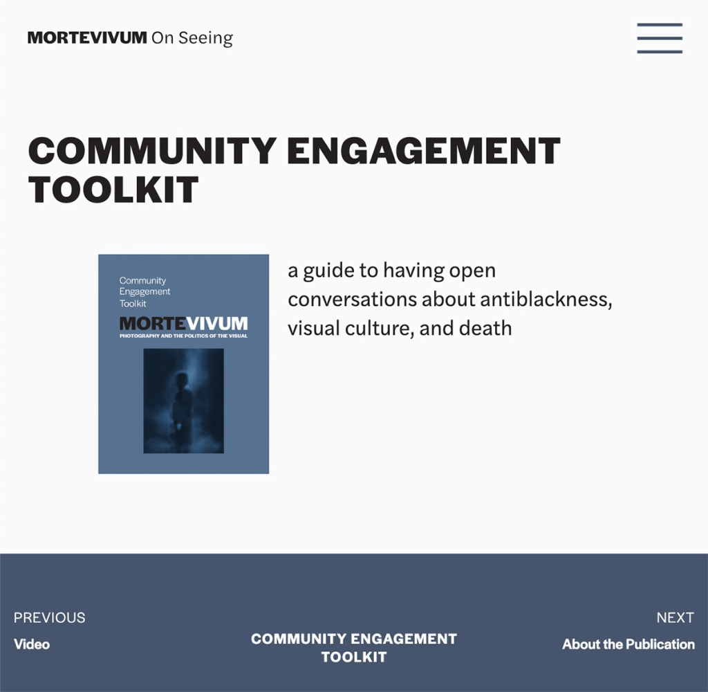 Screenshot from BUDP-MIT publication Mortevivum showing Community Engagement Toolkit.